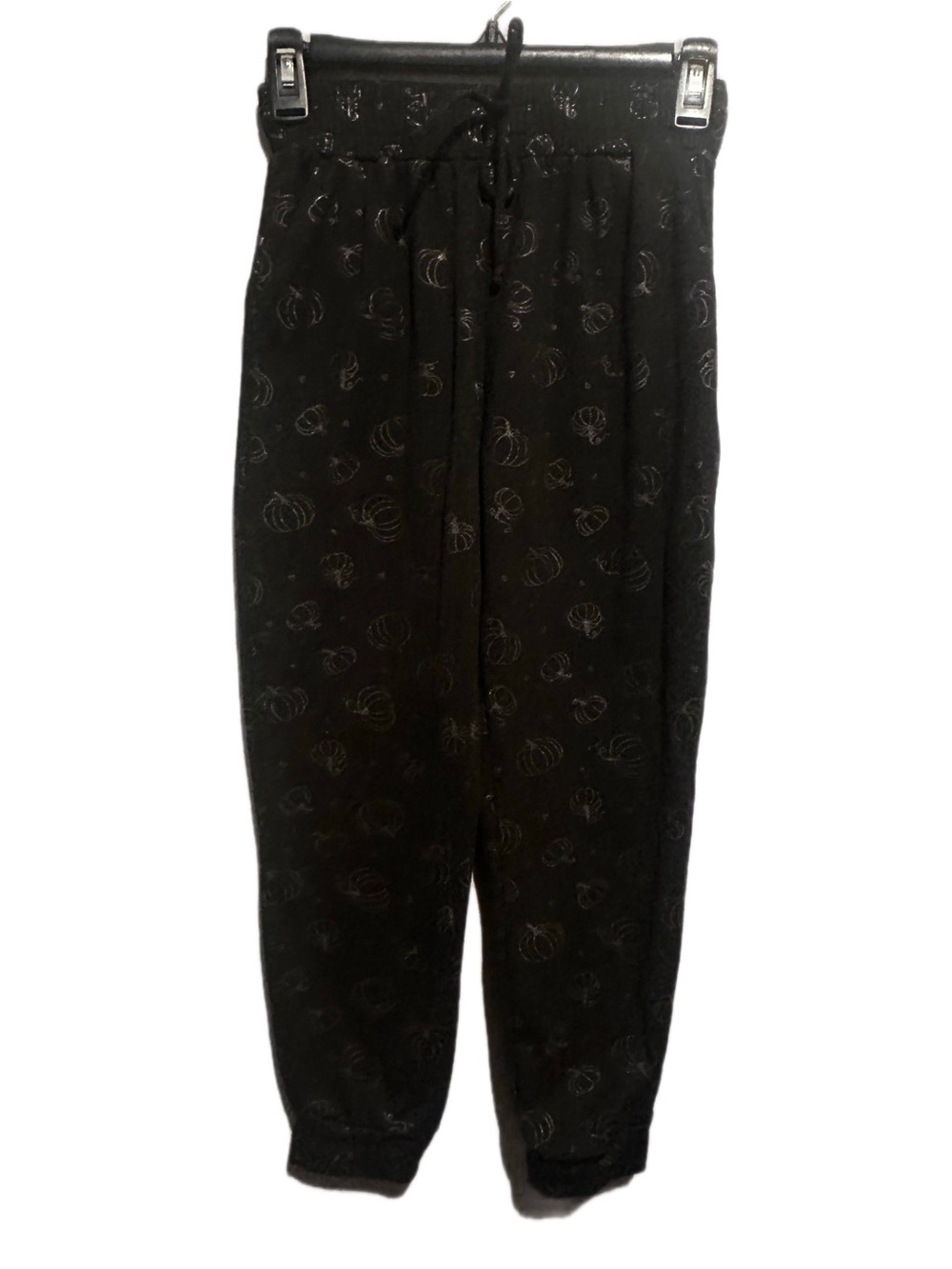 Women's Black Pumpkin-Print Pajama Joggers